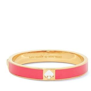 Kate ♠️ Spade 🪸Coral 🐠 Hole Punch Germanium Orange 🍊Wide Enamel Bangle Bracelet